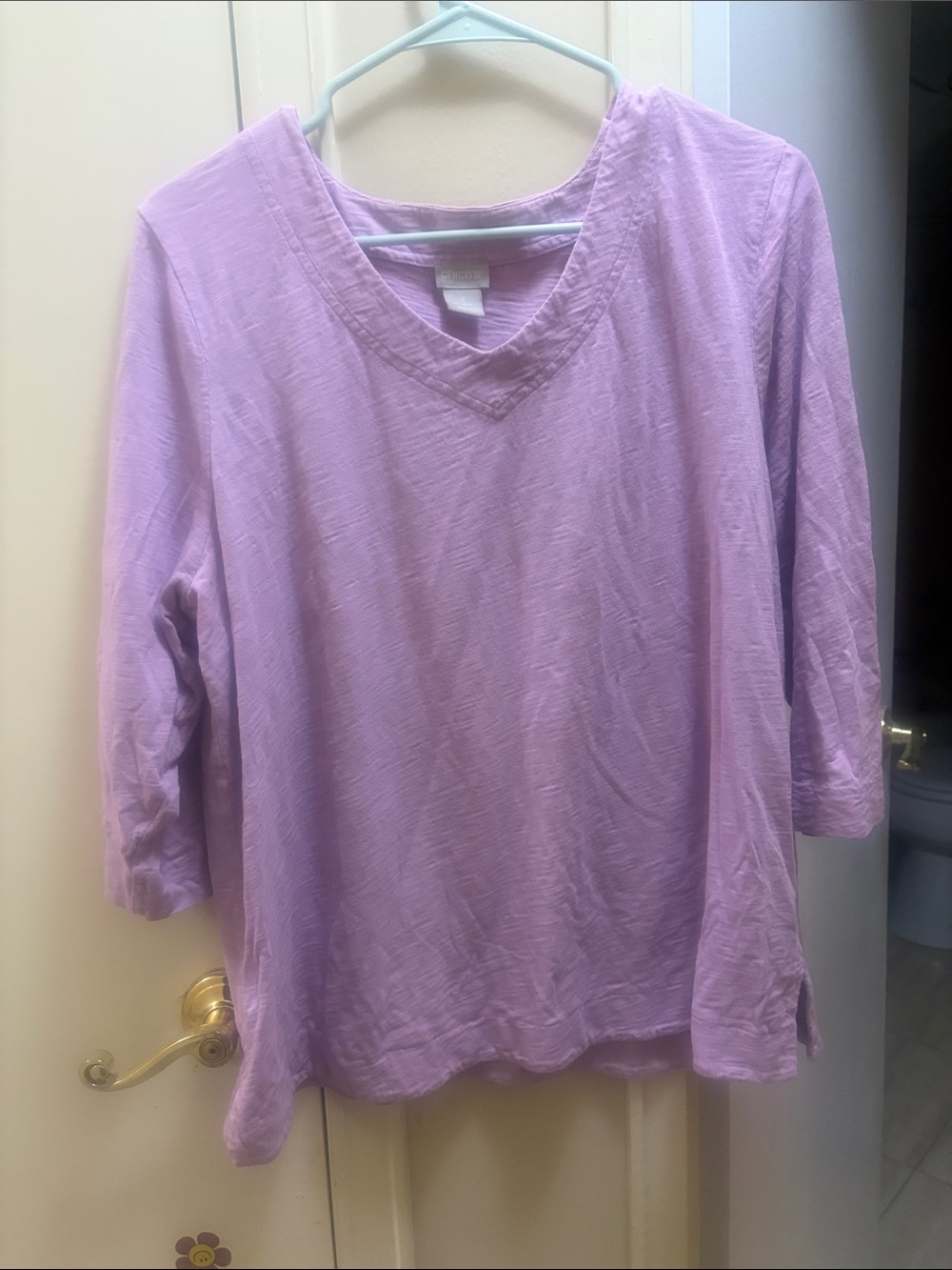 Chico's Lavender V-Neck Three-Quarter Sleeve Tunic
